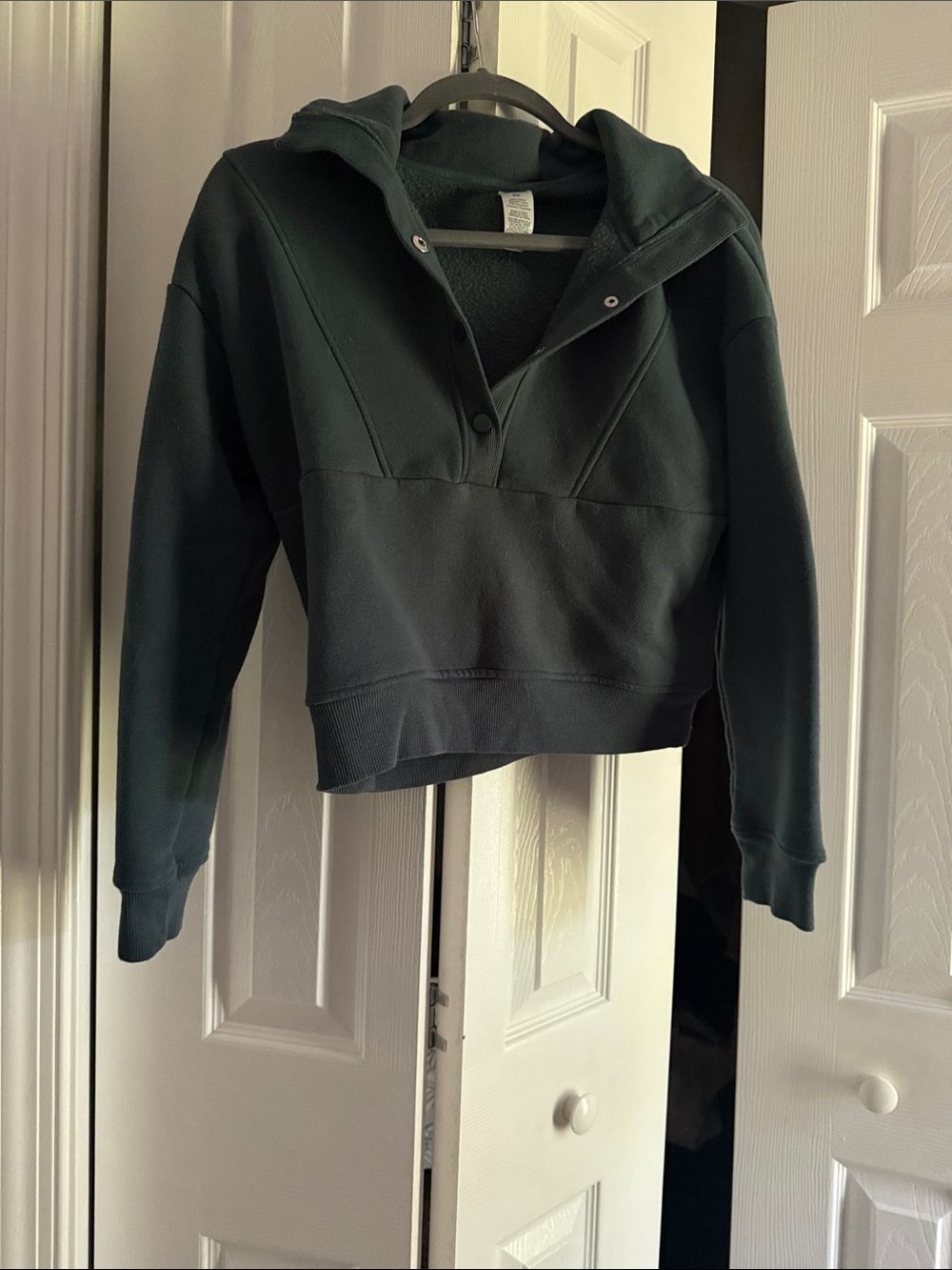 RBX Black Cropped Hoodie with Snap V-Neck